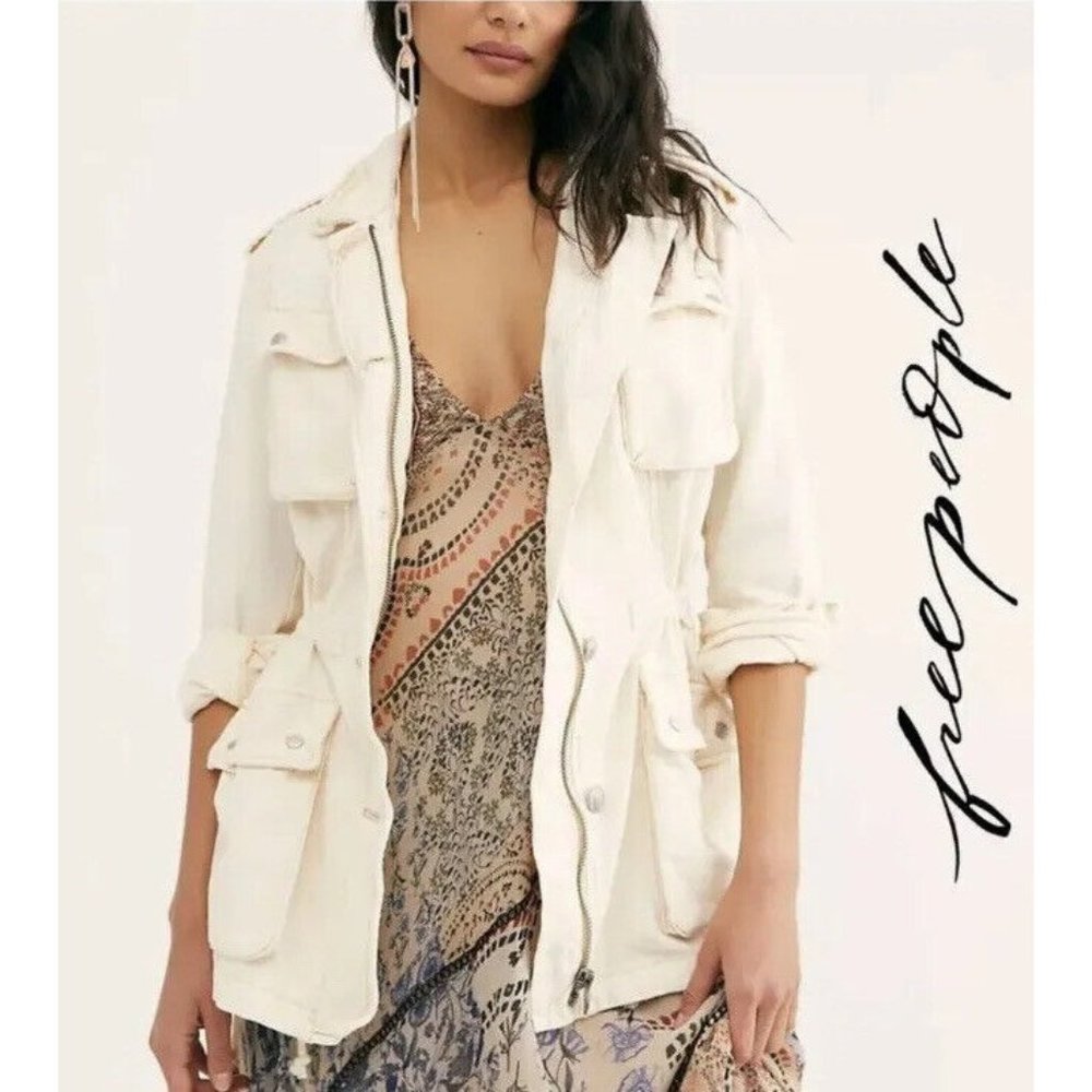 NWOT Free People Not Your Brothers Surplus Military Ivory Womens Jacket Small